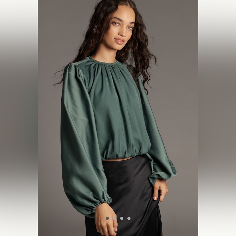 Anthropologie Cropped Puff-Sleeve Blouse